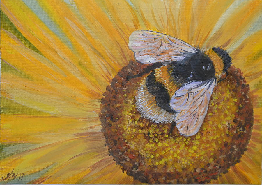 sunflower and bee painting