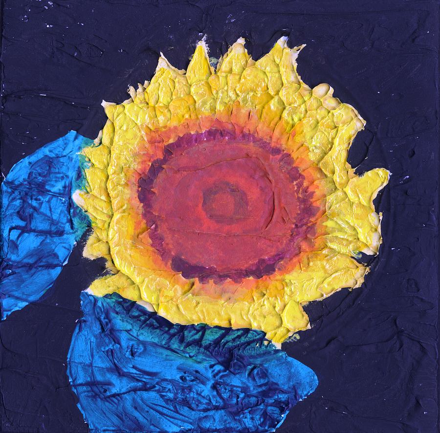 Sunflower at Night Painting by Phil Strang