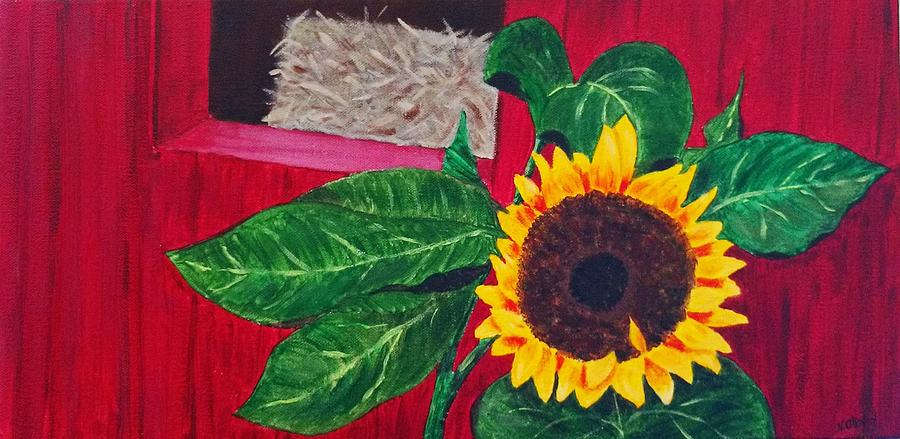 Sunflower Barn Painting by Nancy Sisco