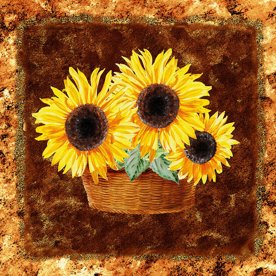 Flower Painting - Sunflower Basket by Irina Sztukowski