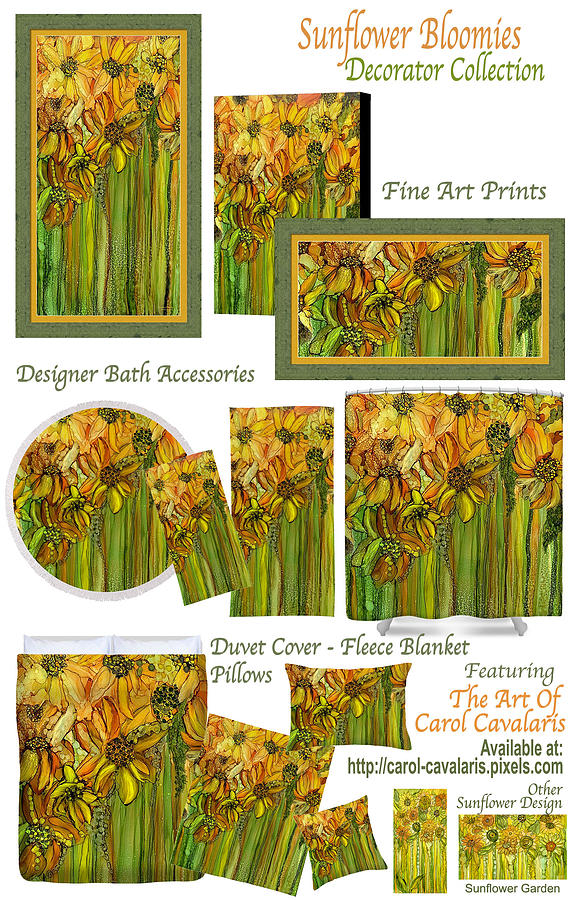 Sunflower Bloomies Decorator Collection Mixed Media by Carol Cavalaris