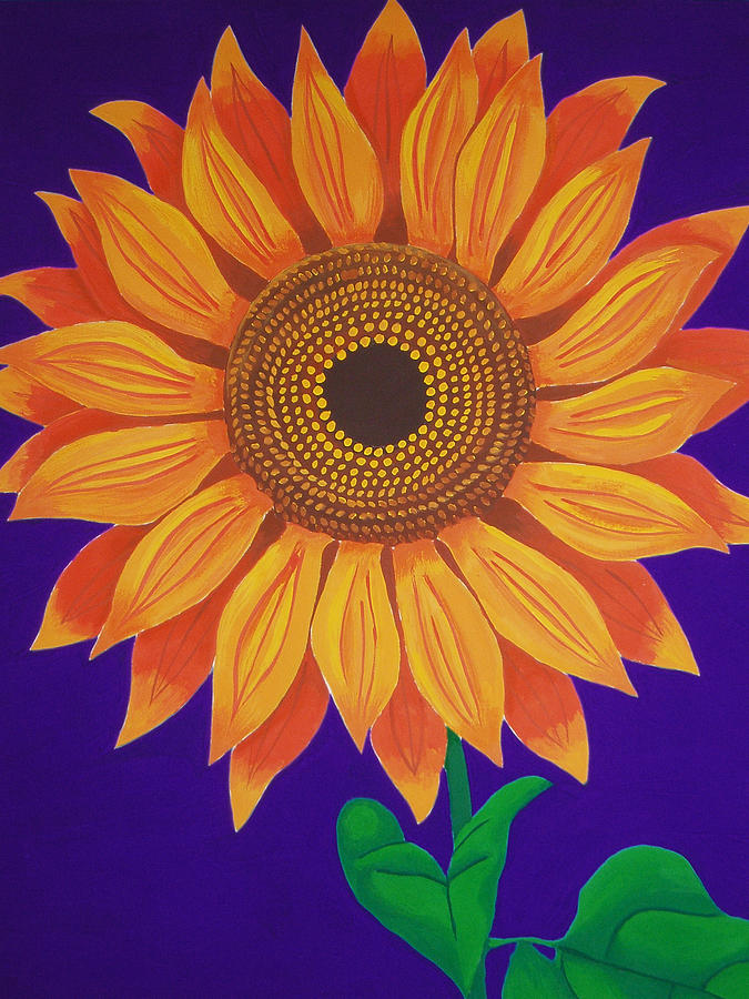 Sunflower Blue Painting by Vlasta Smola