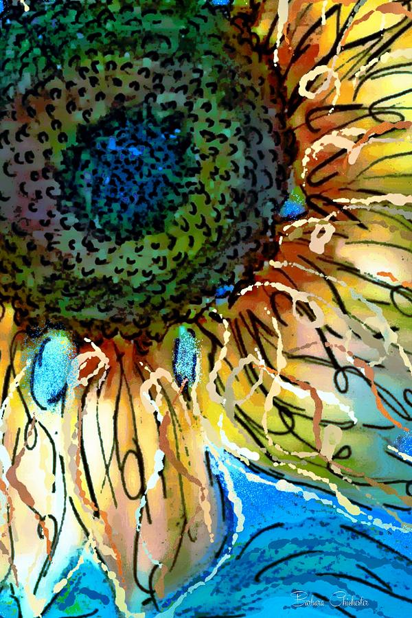 Sunflower Blues Painting by Barbara Chichester