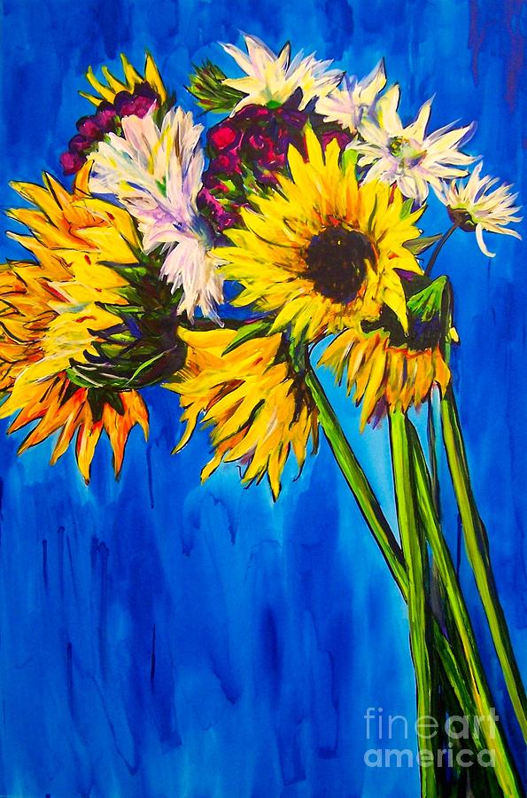 Sunflower Bouquet Painting by Catherine Gruetzke-Blais