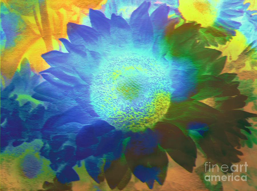 Sunflower Burst in the Moonlight  Painting by Kimberlee Baxter