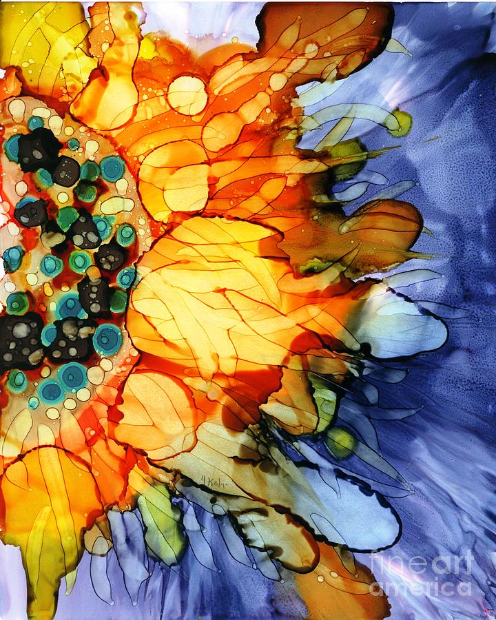 Sunflower Burst Painting by Yolanda Koh