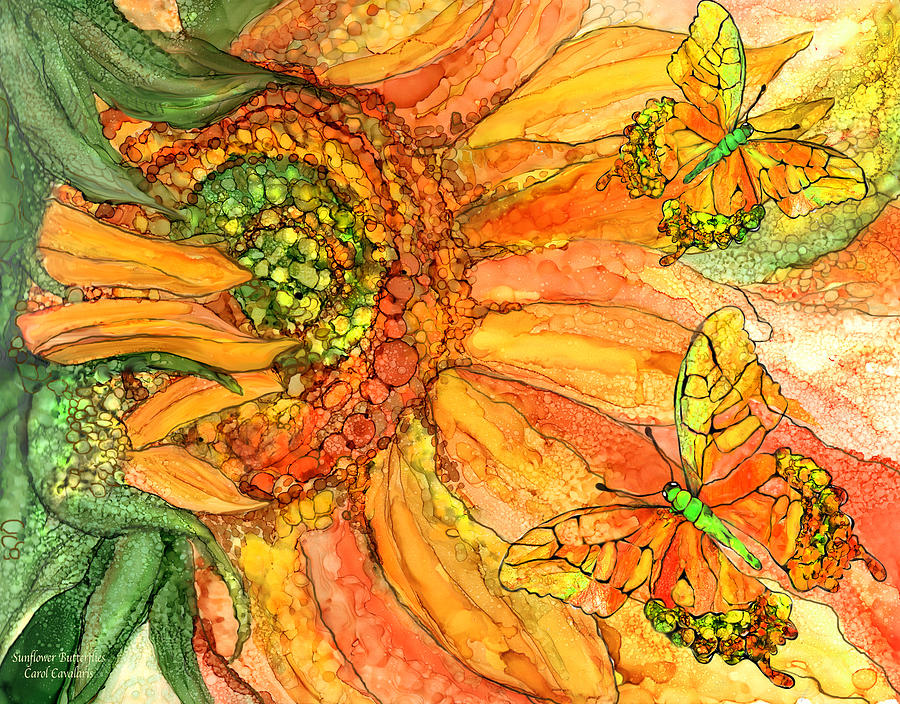 Sunflower Butterflies Mixed Media by Carol Cavalaris