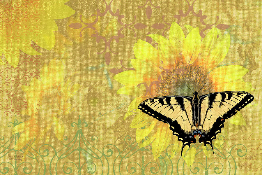 Butterfly Painting - Sunflower Butterfly Yellow Gold by JQ Licensing