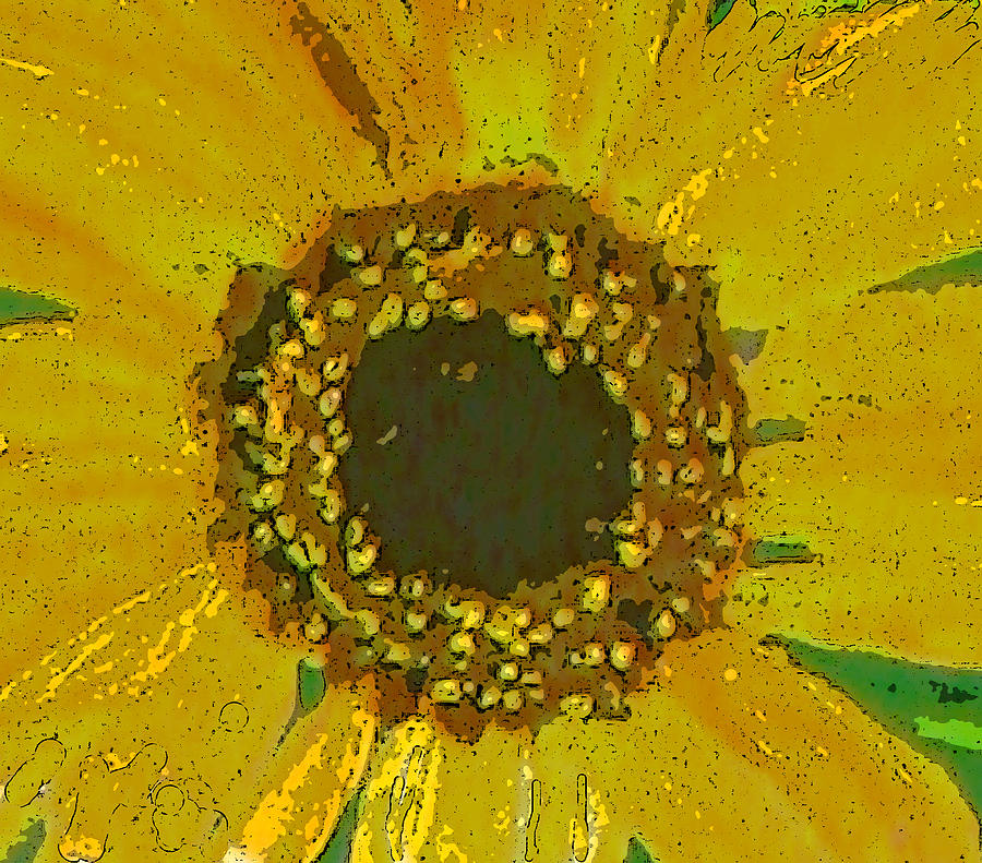 Sunflower closeup Painting by Anne Cameron Cutri