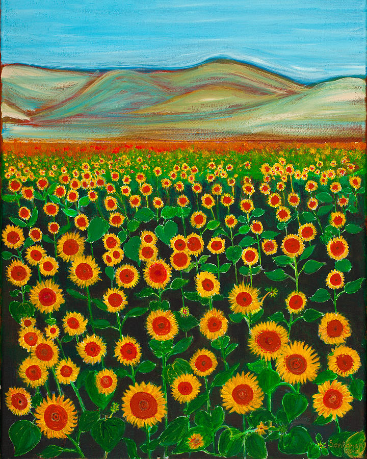 Sunflower Dream  20 x 16 Painting by Santana Star