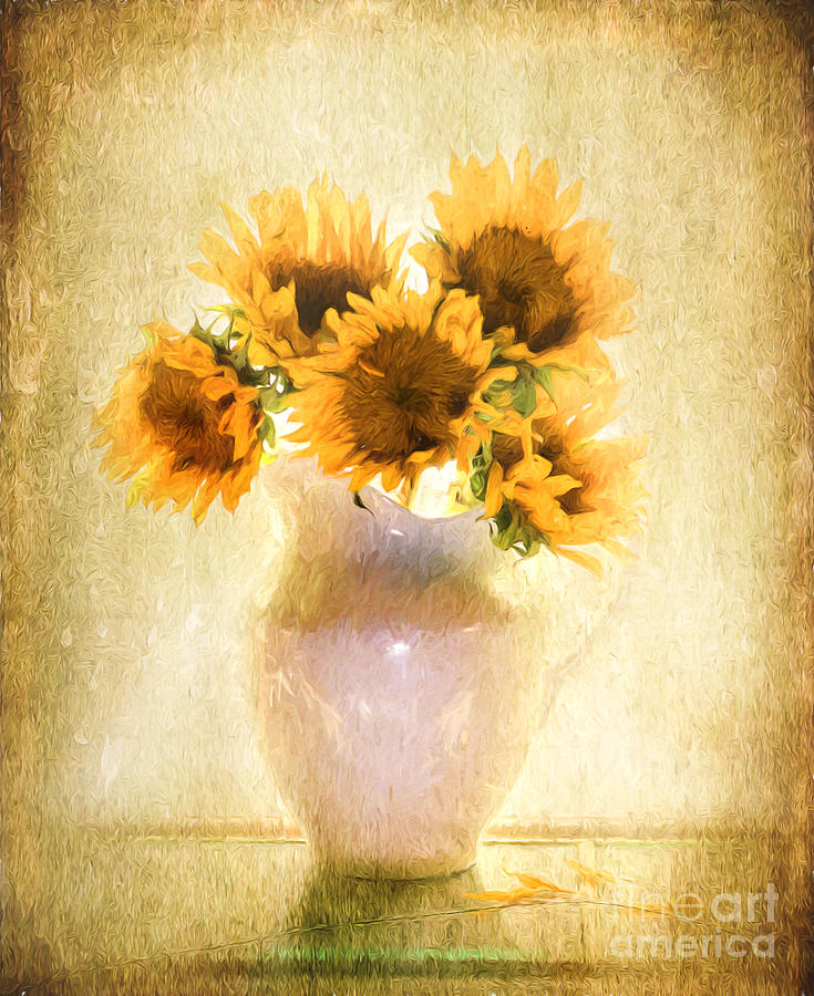 Still Life Digital Art - Sunflower Elegance by Linda Olsen