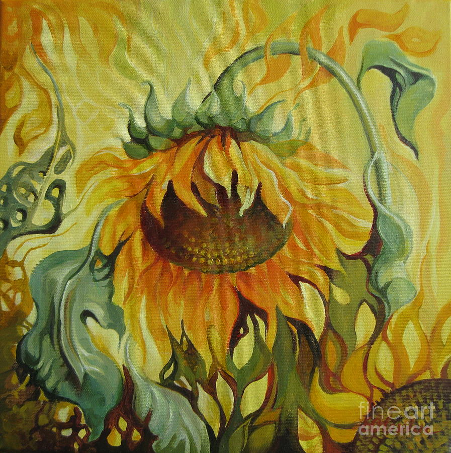 Sunflower Painting by Elena Oleniuc