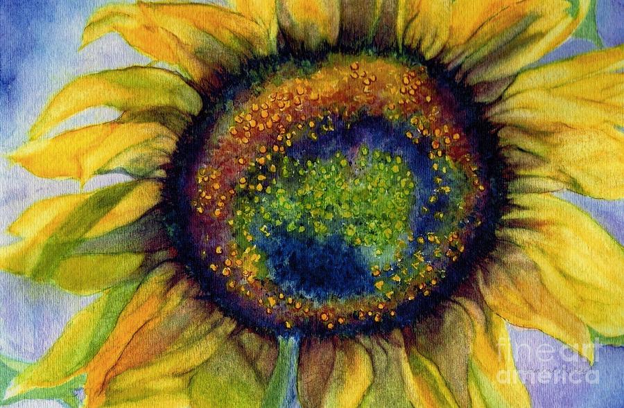 Sunflower  Emergence Painting by Janine Riley