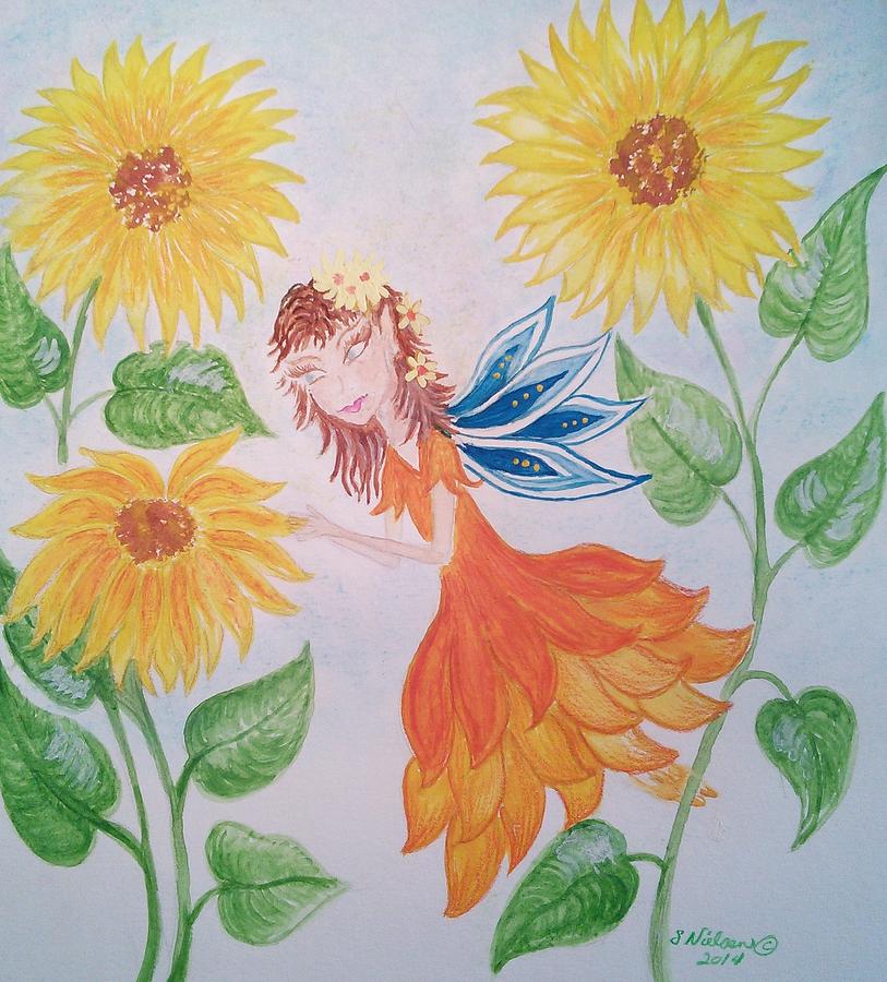 Sunflower Fairy Painting by Susan Nielsen