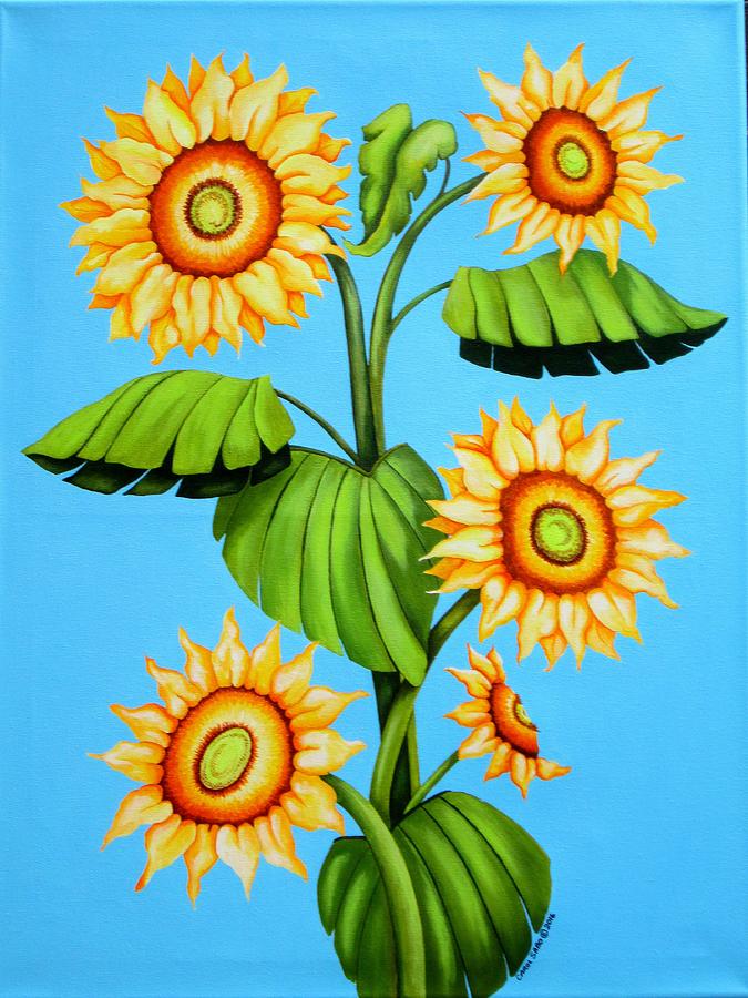 Sunflower Family Painting by Carol Sabo