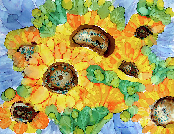Sunflower Family Painting by Yolanda Koh