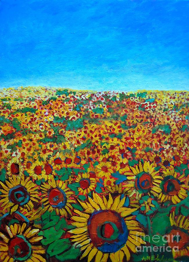Sunflower Field Painting by Ana Maria Edulescu