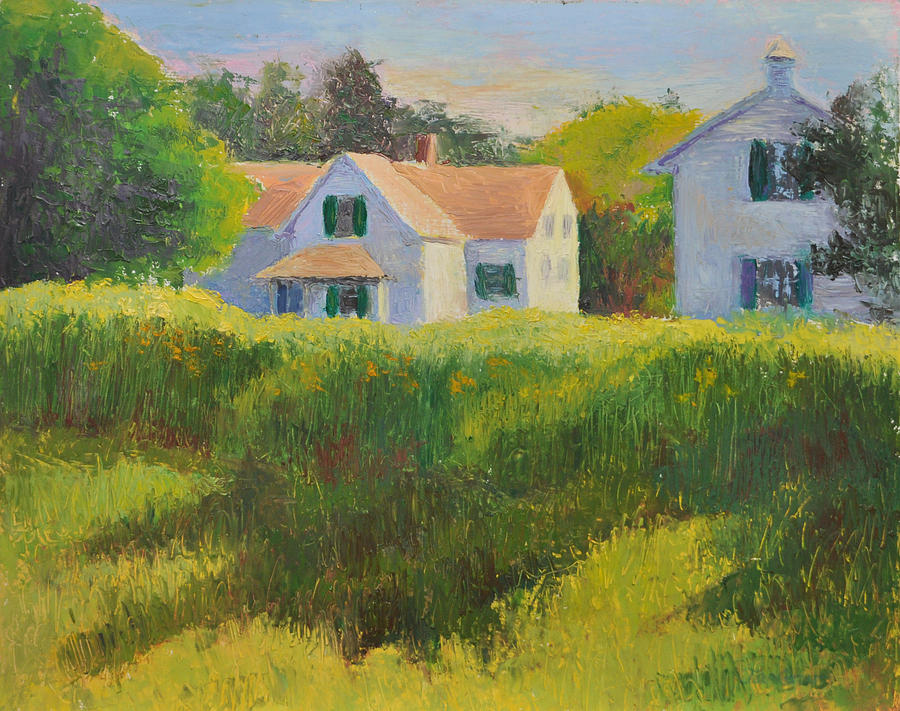 Summer Painting - Sunflower Field Cape Cod by Phyllis Tarlow