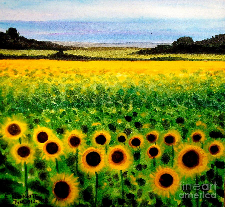 Sunflower Field Painting By Elizabeth Robinette Tyndall