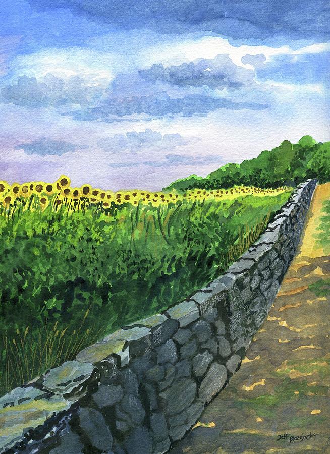 Sunflower field  Painting by Jeff Blazejovsky