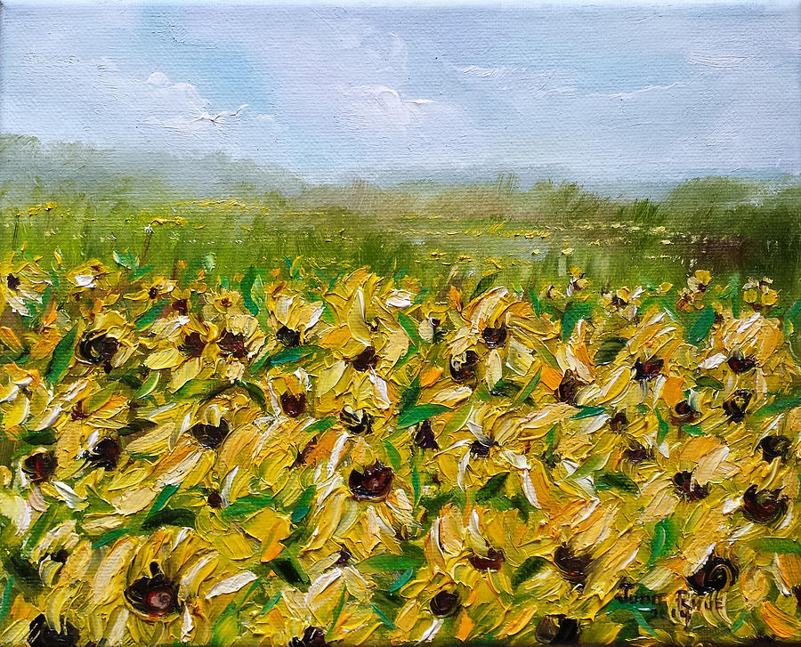 Sunflower Field Painting by Judith Rhue