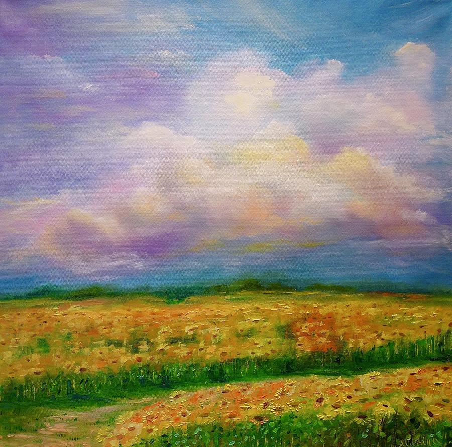 Sunflower Field Painting By Marina Wirtz - Fine Art America