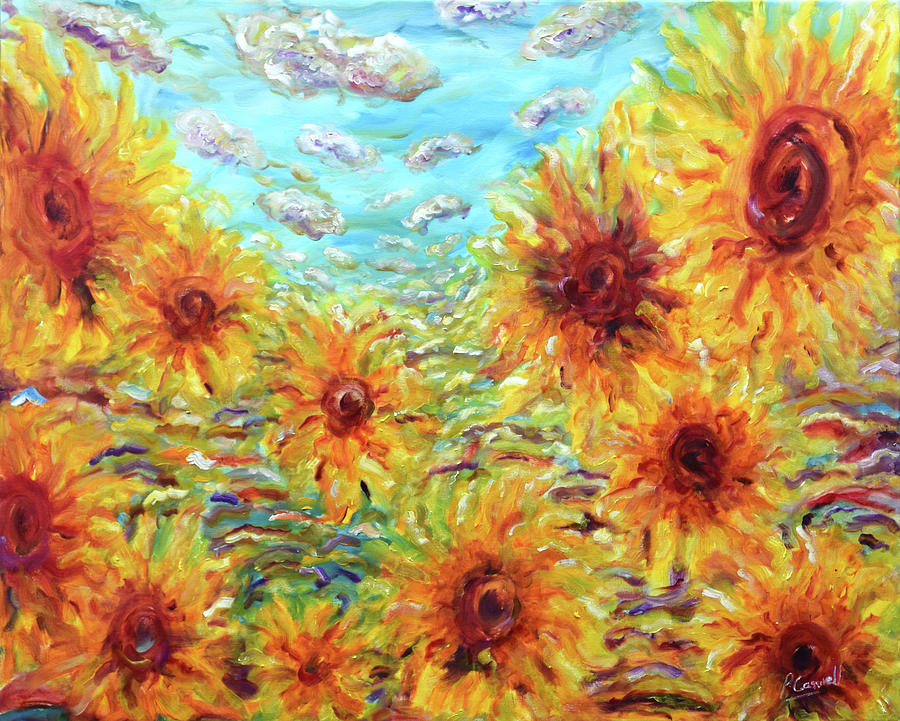Sunflower Fields Painting by Pete Caswell