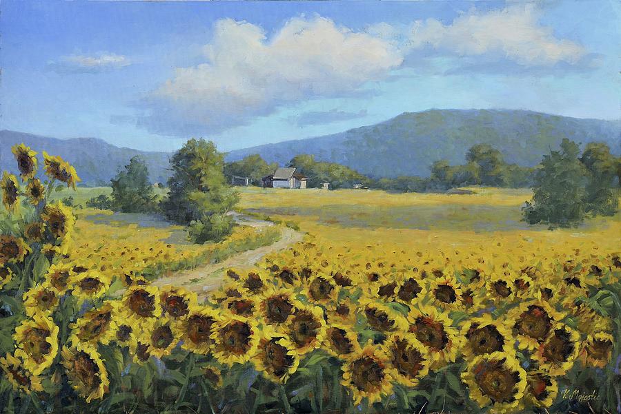 Sunflower Painting - Sunflower Fields by Viktoria K Majestic