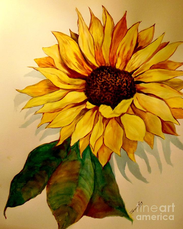 Sunflower Painting - Sunflower Flames by Jacquie King