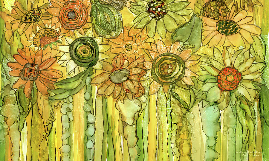 Sunflower Garden Bloomies 3 Mixed Media by Carol Cavalaris