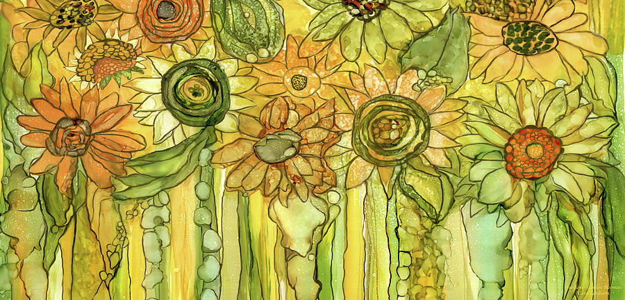 Sunflower Garden Bloomies 4 Mixed Media by Carol Cavalaris