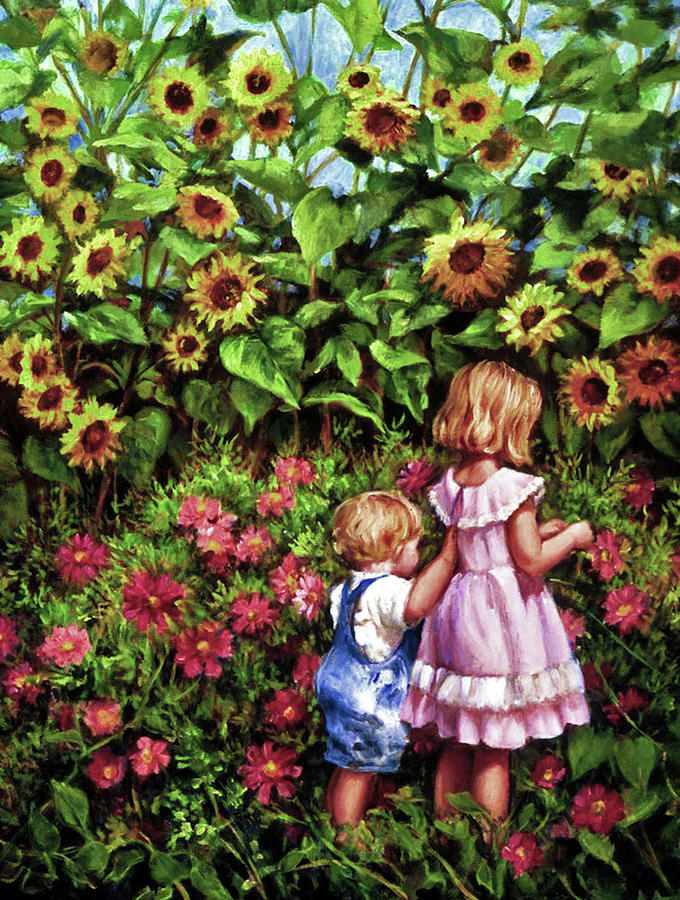 Sunflower Garden Painting by Marie Witte