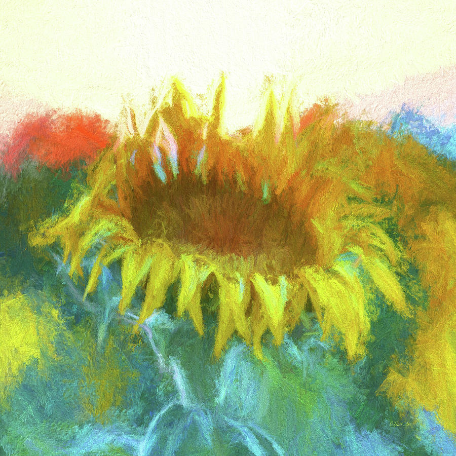 Sunflower Glow Digital Art by Lena Owens - OLena Art Vibrant Palette Knife and Graphic Design