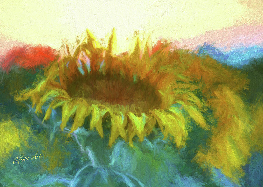 Sunflower Glow Photograph by Lena Owens - OLena Art Vibrant Palette Knife and Graphic Design