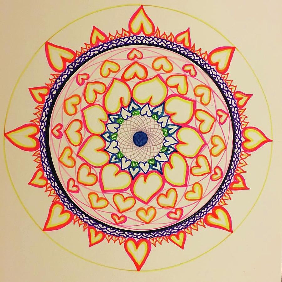 Sunflower Heart Drawing by Bodhi Moon Pixels