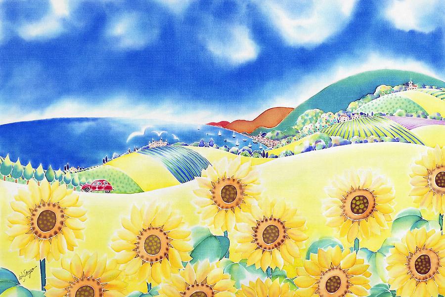 Sunflower hills Painting by Hisayo OHTA