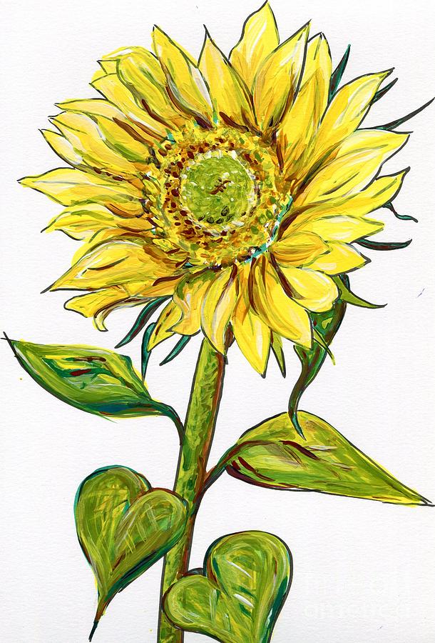 Sunflower Illustration Painting by Catherine Gruetzke-Blais