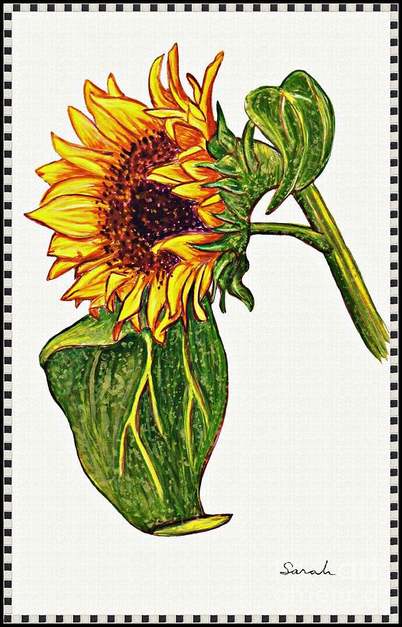 Sunflower Painting - Sunflower in Gouache by Sarah Loft