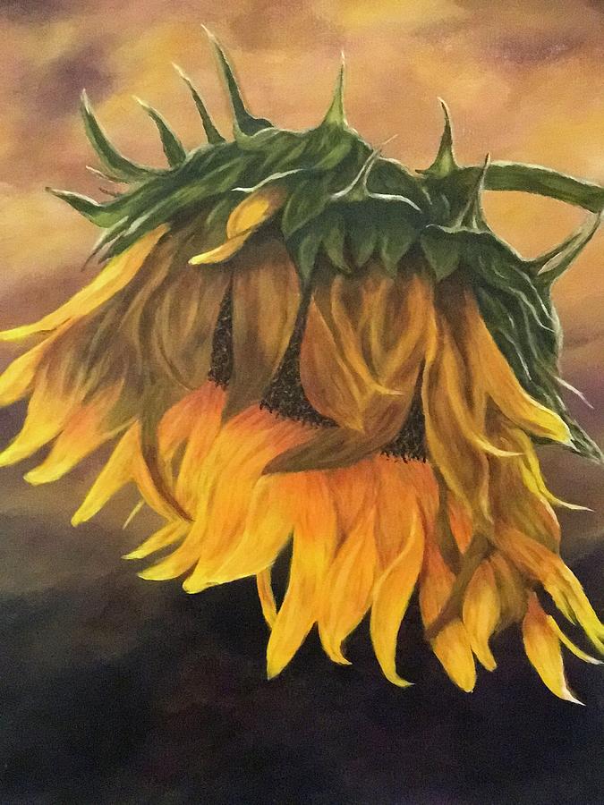 Sunflower Painting - Sunflower in Storm by Francesca Deluca