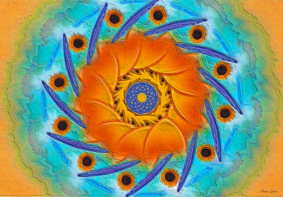 Sunflower Mandala Digital Art by Anna Louise