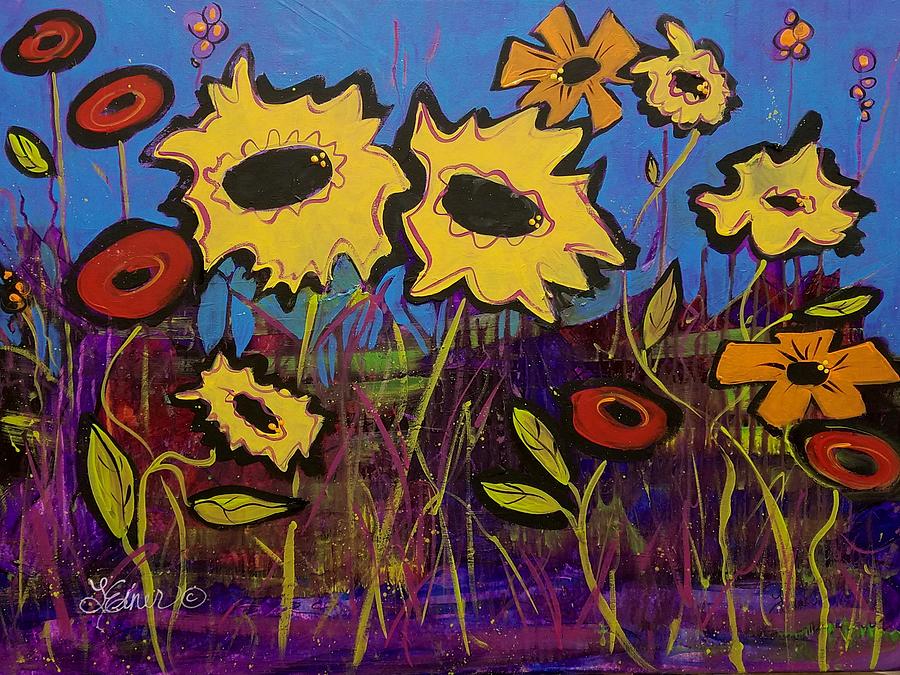 Sunflower Medley Painting by Terri Einer