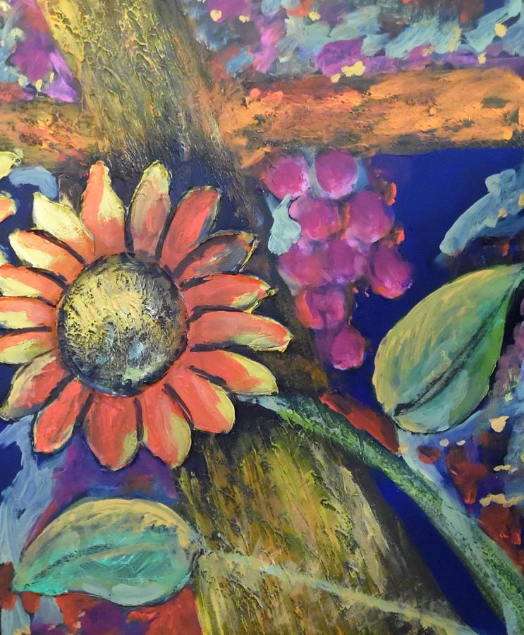 Sunflower Meets Grapes Painting by Esther Newman-Cohen
