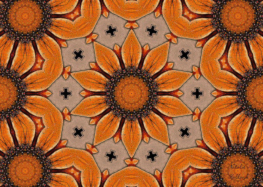 Sunflower Motif Mixed Media by Natalie Holland