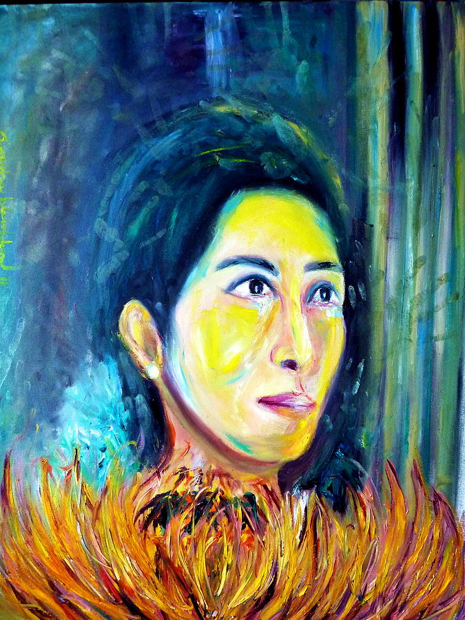 Women Painting - Sunflower Of The World by Wanvisa Klawklean