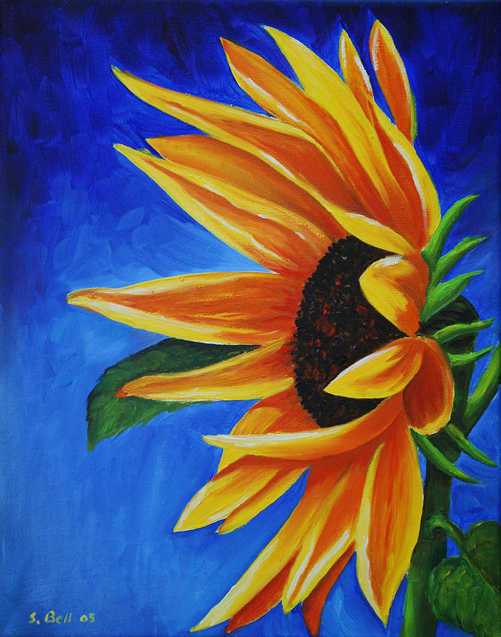 blue sunflower painting