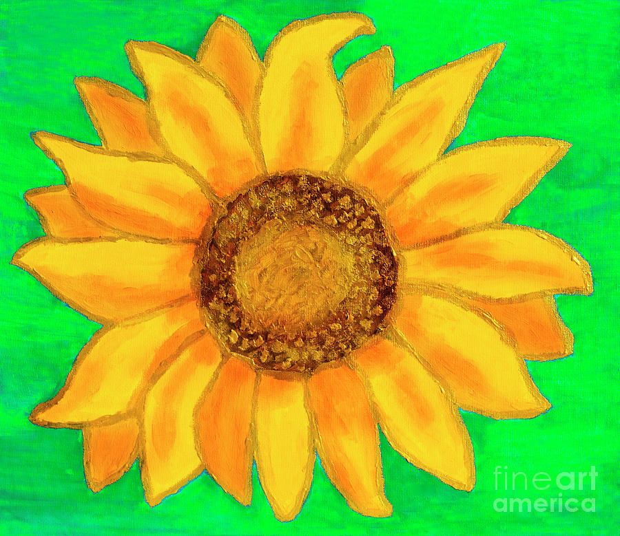 Sunflower on breen Painting by Irina Afonskaya