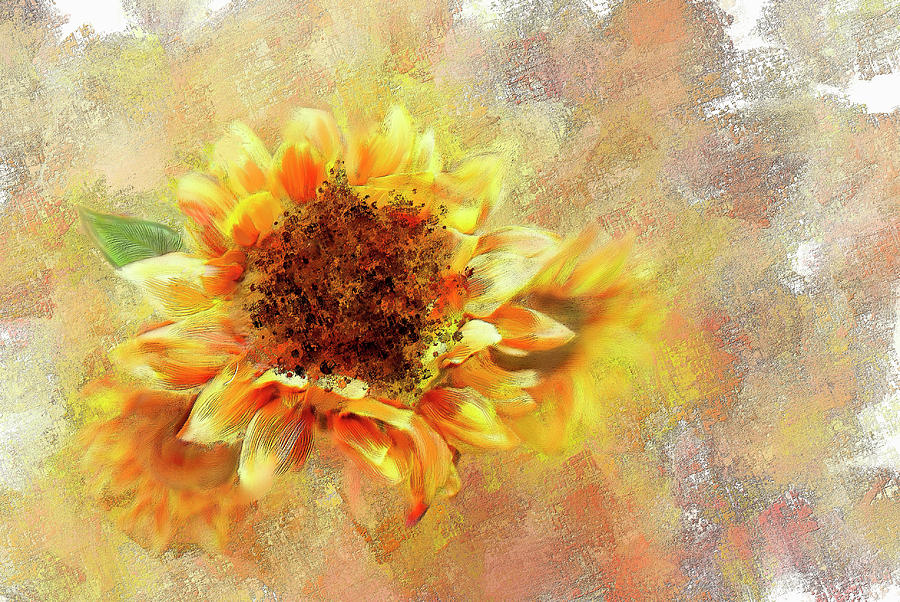 Sunflower On Fire Mixed Media by Mary Timman