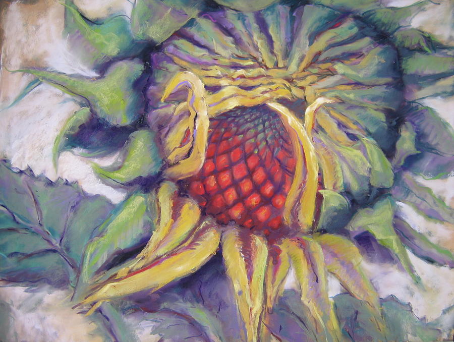 Still Life Pastel - Sunflower Opening by Barbara Richert