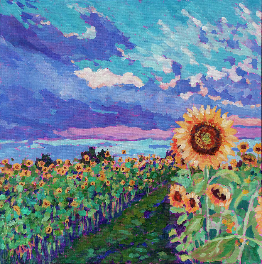 Sunflower panel 1 Painting by Heather Nagy