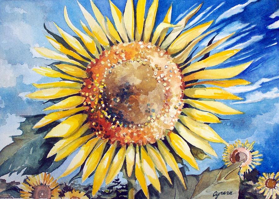 Sunflower Patch WC Study Two Painting by Cynara Shelton